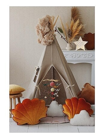 Tente Tipi avec tapis Natural Linen en lin