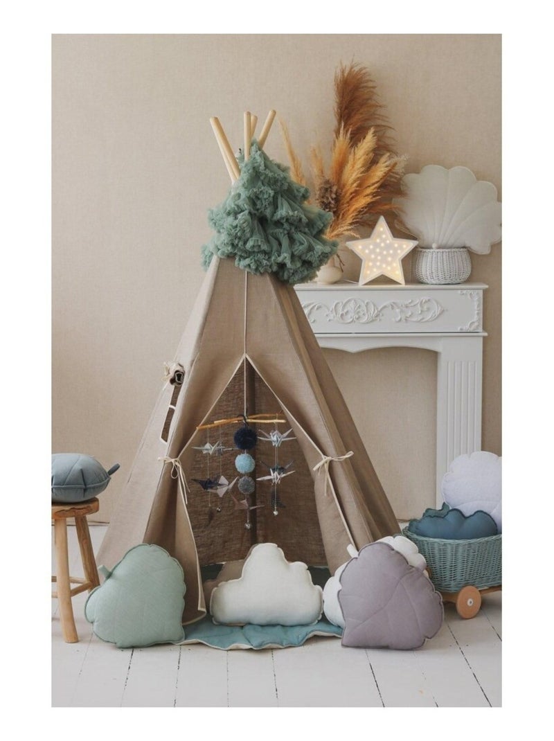 Tente Tipi avec tapis Natural Linen en lin Beige - Kiabi