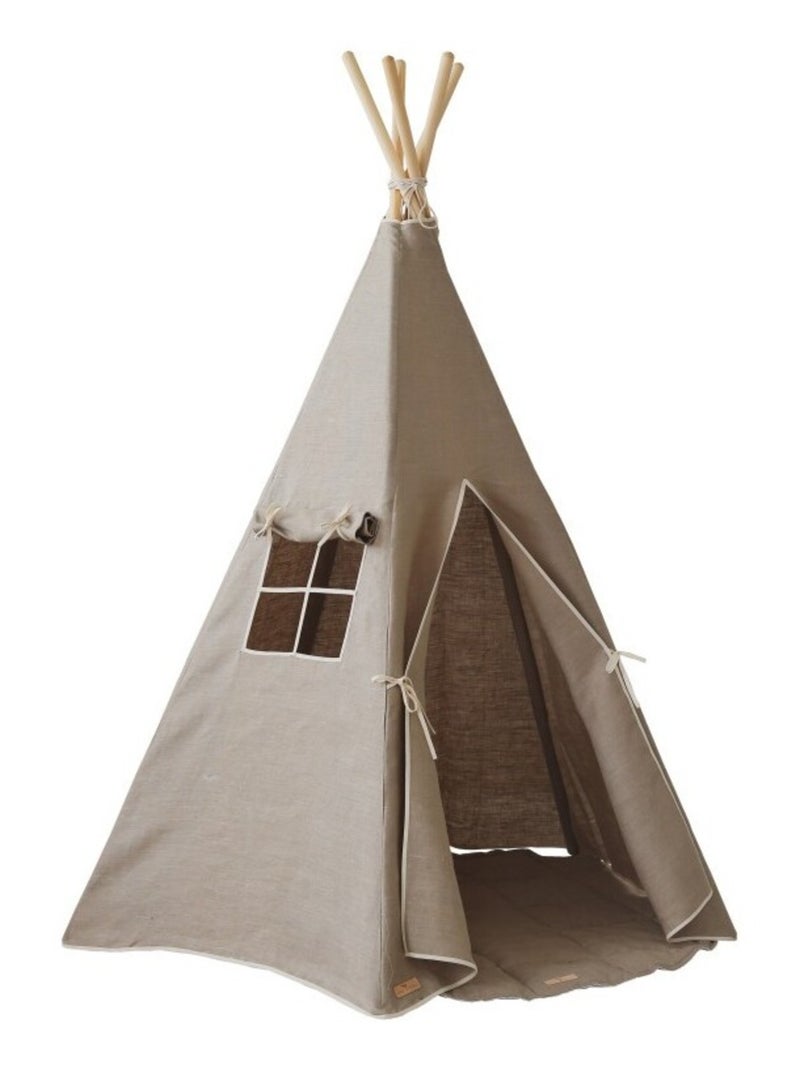Tente Tipi avec tapis Natural Linen en lin N/A - Kiabi