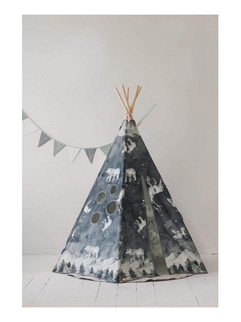 Tente Tipi avec tapis Night Sky en coton Bleu - Kiabi