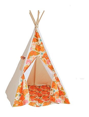 Tente Tipi avec tapis Picnic aux fleurs en coton
