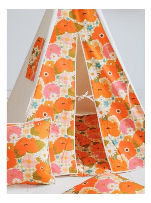 Tente Tipi avec tapis Picnic aux fleurs en coton - Kiabi