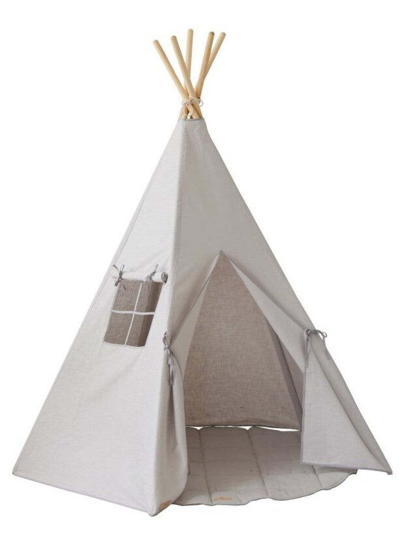 Tente Tipi avec tapis Pigeon en lin Gris - Kiabi