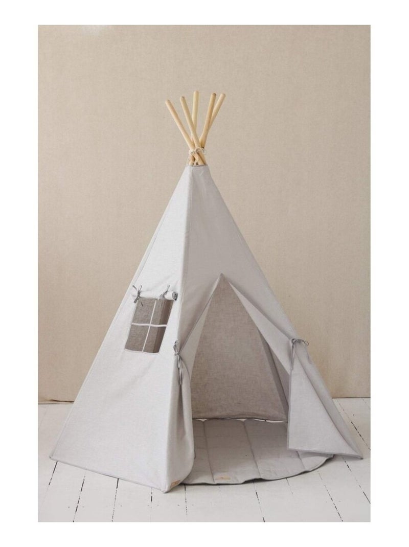 Tente Tipi avec tapis Pigeon en lin Gris - Kiabi