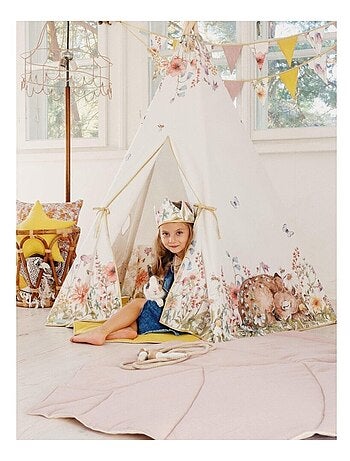 Tente Tipi avec tapis Wildflowers en coton
