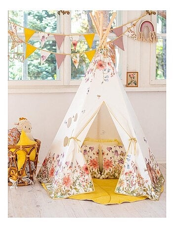 Tente Tipi avec tapis Wildflowers en coton