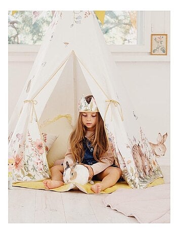 Tente Tipi avec tapis Wildflowers en coton
