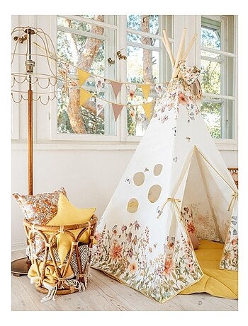 Tente Tipi avec tapis Wildflowers en coton