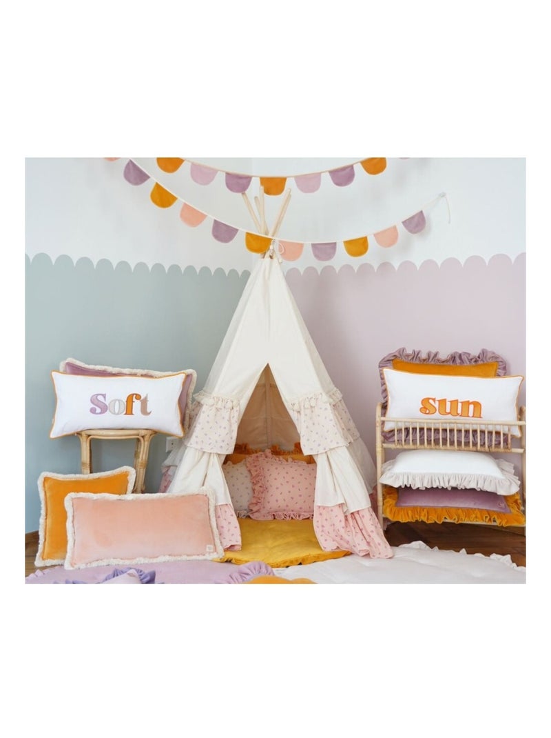 Tente Tipi avec volants en coton Rose - Kiabi