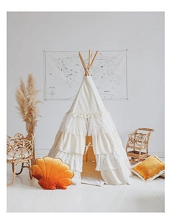 Tente Tipi avec volants Shabby Chic en coton
