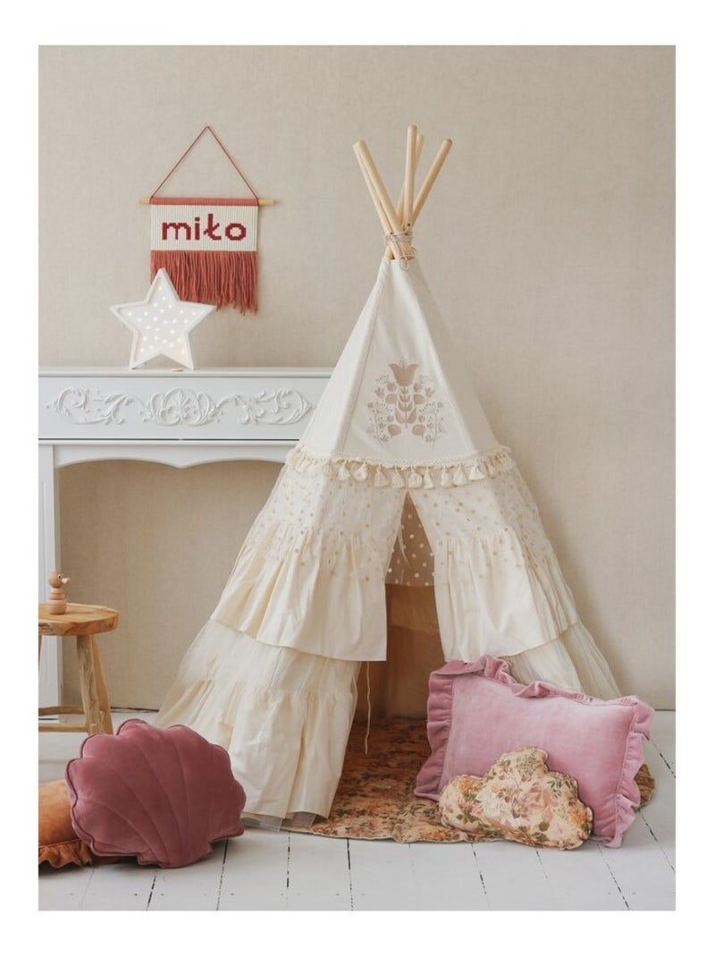 Tente Tipi Boho à volants en coton Beige - Kiabi