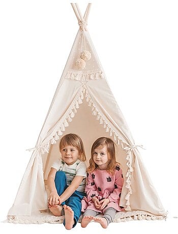 Tente tipi carrée avec pompons