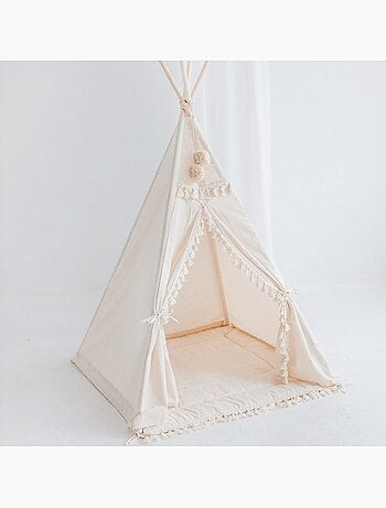 Tente tipi carrée avec pompons