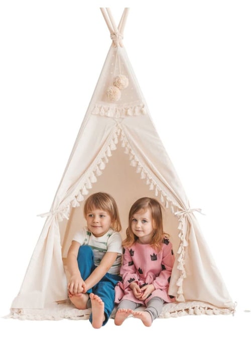 Tente tipi carrée avec pompons - Kiabi