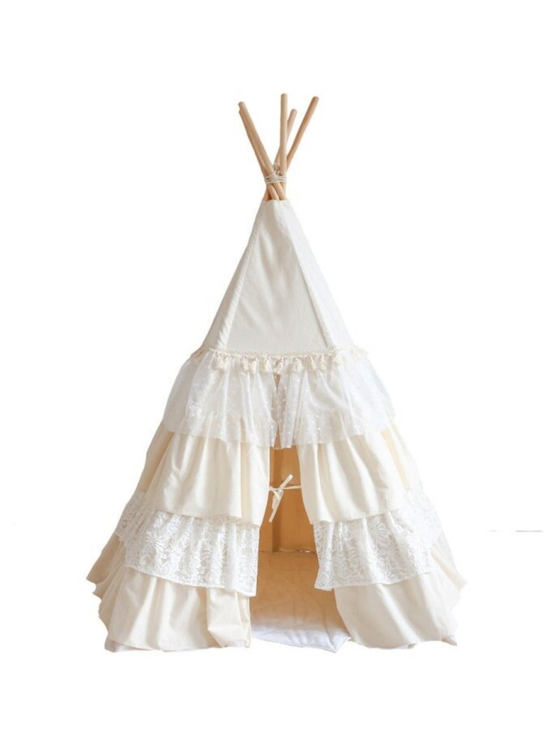 Tente Tipi Chic avec volants en coton Beige - Kiabi