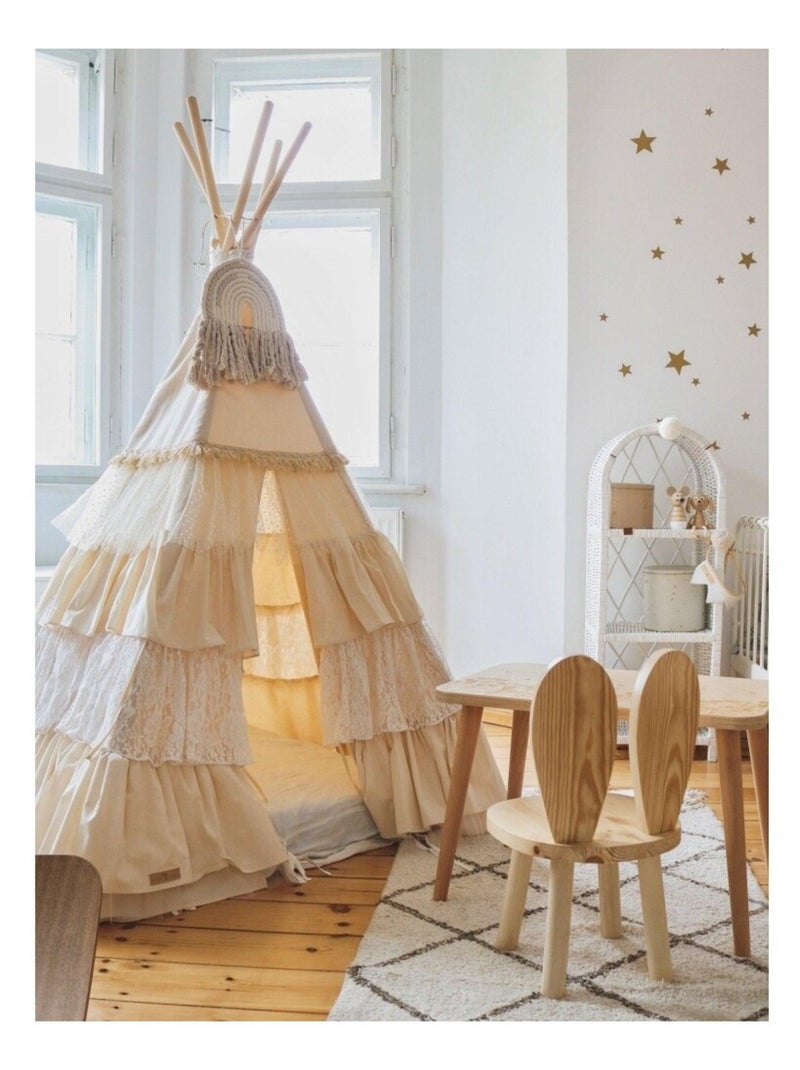 Tente Tipi Chic avec volants en coton Beige - Kiabi