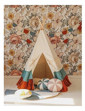 Tente Tipi Cirque avec volants en lin et coton