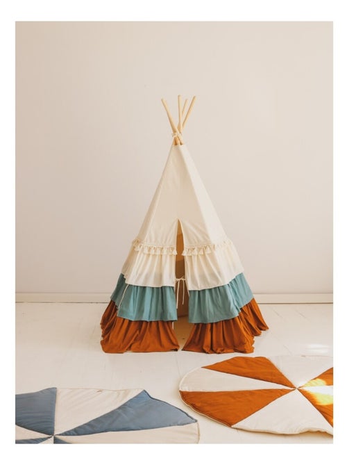 Tente Tipi Cirque avec volants et tapis en coton - Kiabi