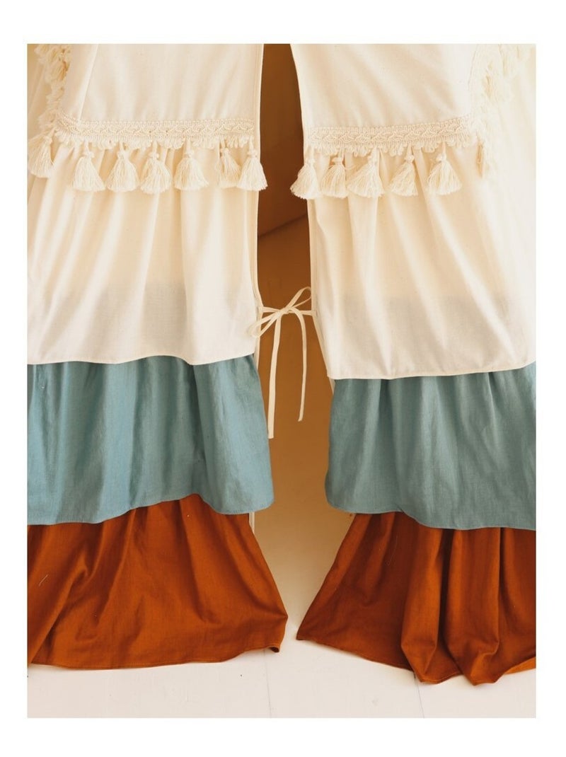 Tente Tipi Cirque avec volants et tapis en coton Beige - Kiabi