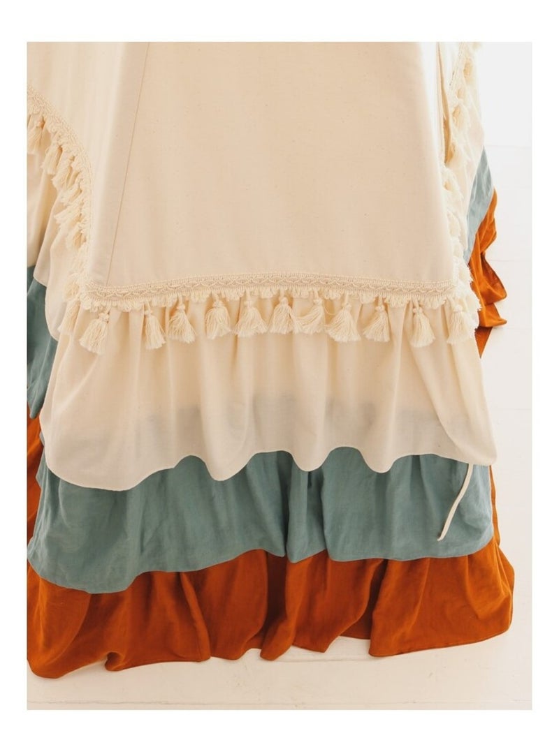 Tente Tipi Cirque avec volants et tapis en coton Beige - Kiabi