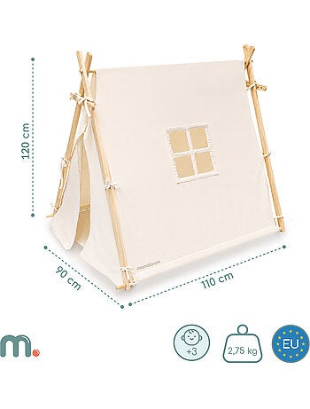 Tente tipi de jeu en bois enfant 110x90x120cm led mamabrum