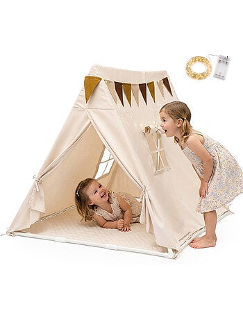 Tente tipi de jeu enfant grande cabane 110x110x120cm led mamabrum