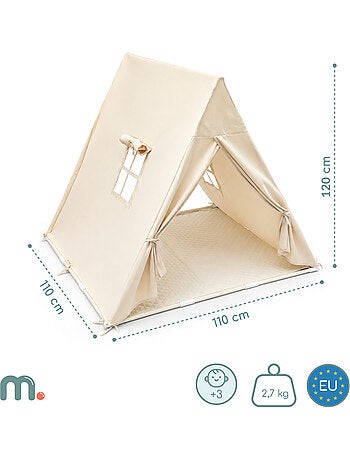 Tente tipi de jeu enfant grande cabane 110x110x120cm led mamabrum