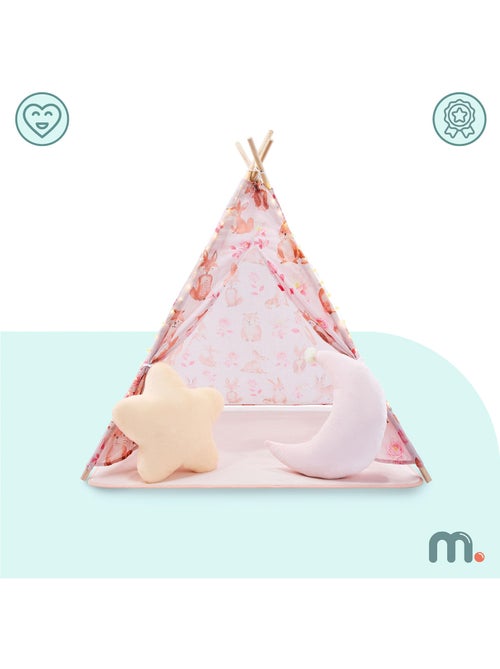Tente tipi enfant en bois pin et tissu tapis antidérapant led - 100x100 cm - Kiabi Tente tipi enfant en bois pin et tissu tapis antidérapant led - 100x100 cm - Kiabi