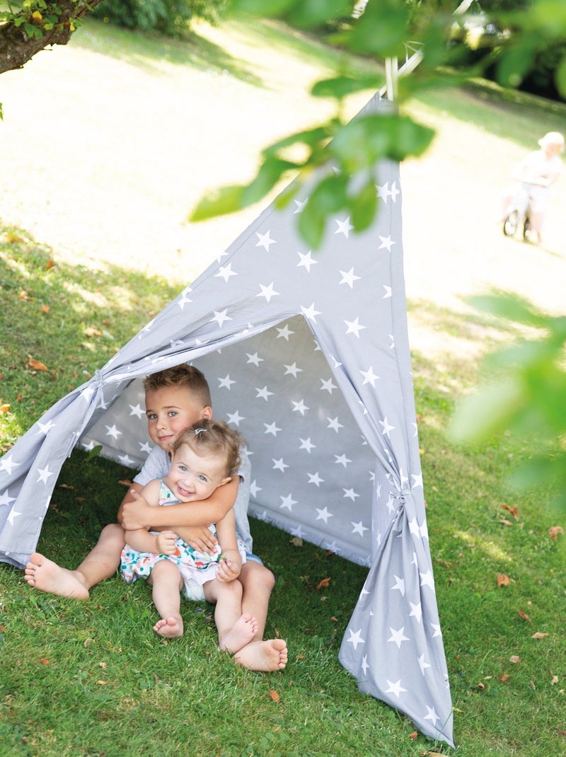 Tente tipi étoilée + sac de transport 'Little Stars' - ROBA Gris Blanc - Kiabi
