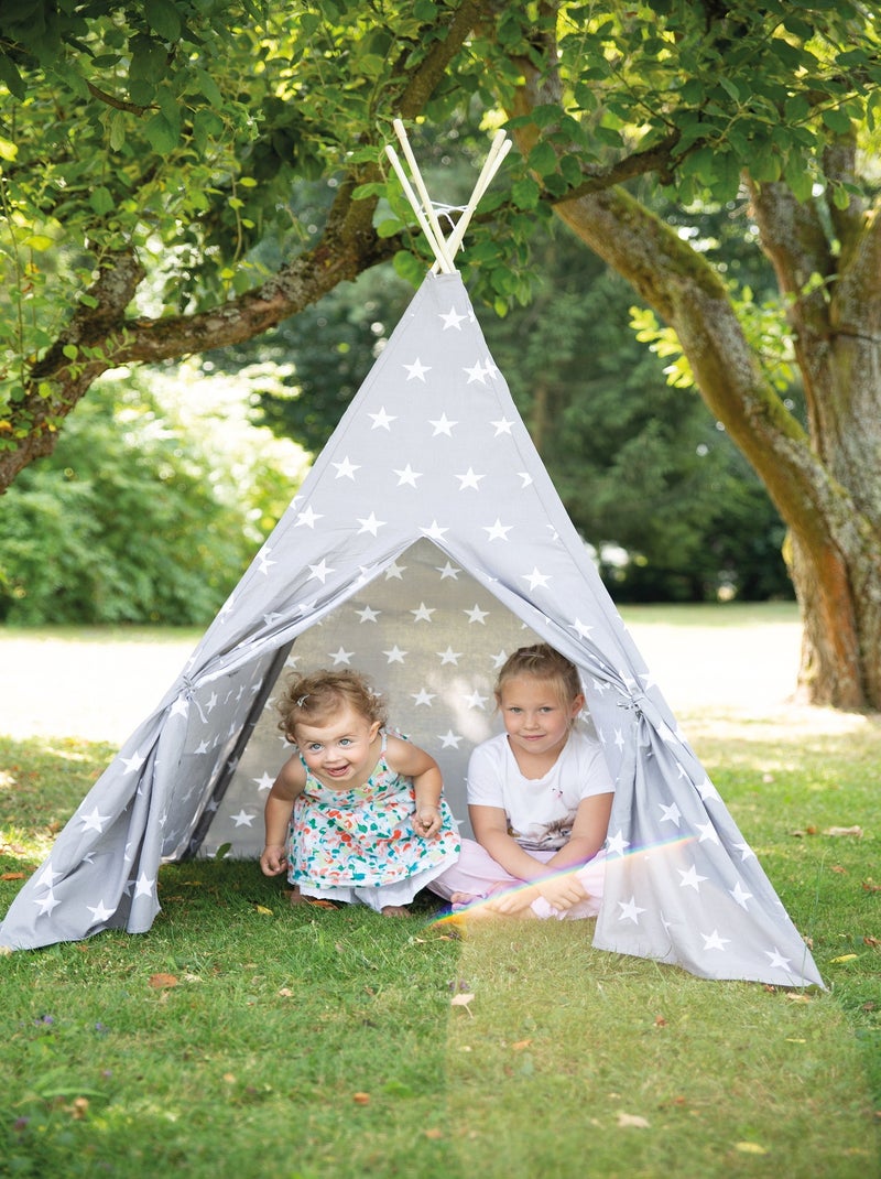 Tente tipi étoilée + sac de transport 'Little Stars' - ROBA Gris Blanc - Kiabi