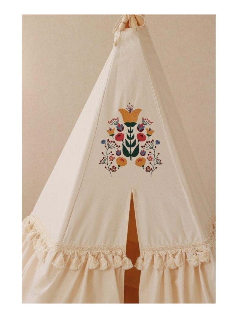 Tente Tipi Folk à volants en coton Beige - Kiabi