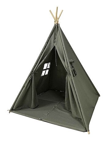 Tente tipi grise pour enfant bois FSC et coton Alba de Sunny
