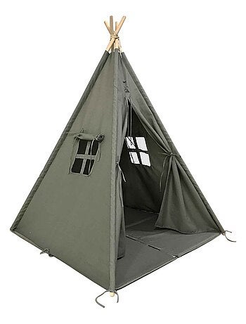 Tente tipi grise pour enfant bois FSC et coton Alba de Sunny
