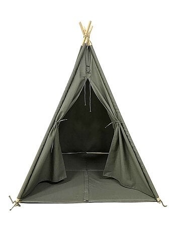 Tente tipi grise pour enfant bois FSC et coton Alba de Sunny