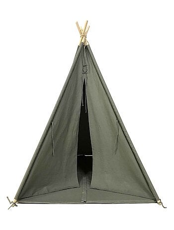 Tente tipi grise pour enfant bois FSC et coton Alba de Sunny