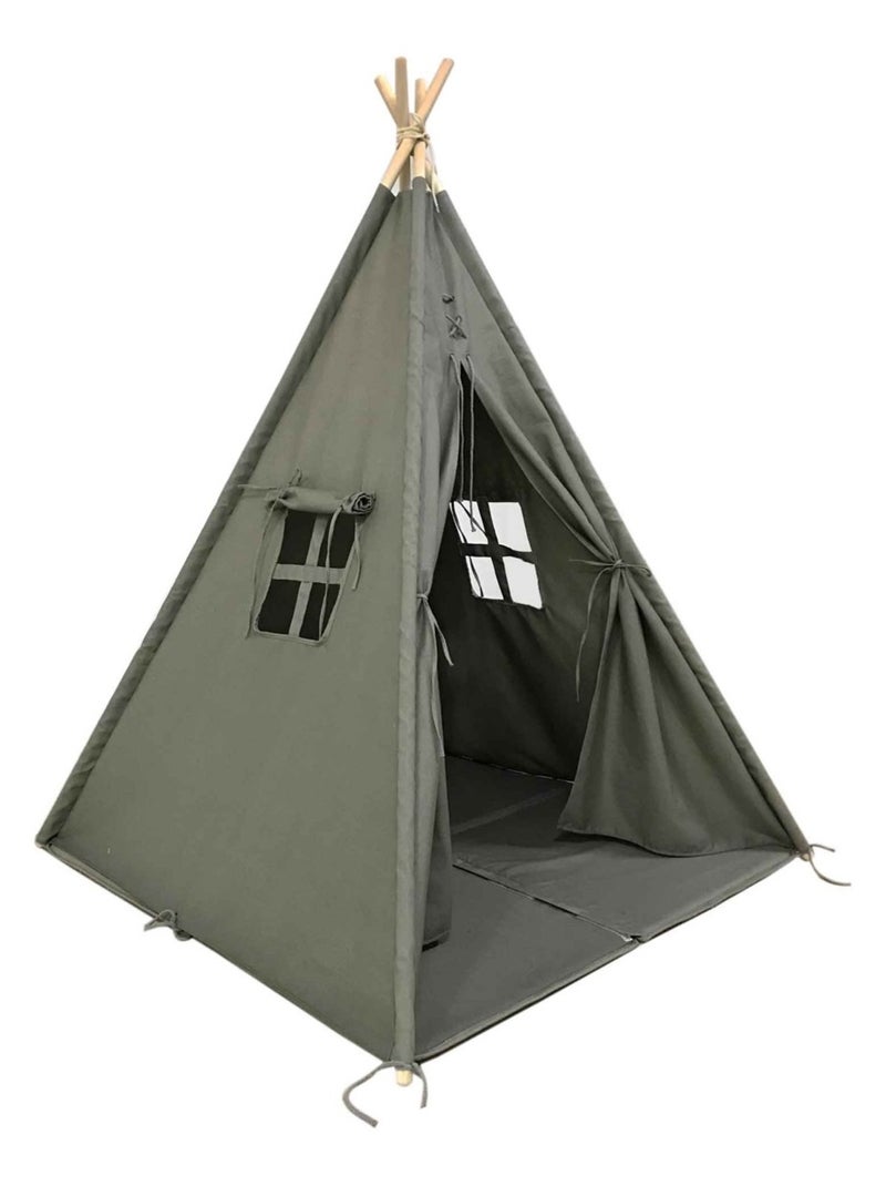 Tente tipi grise pour enfant bois FSC et coton Alba de Sunny Gris - Kiabi