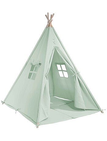 Tente tipi kaki pour enfant bois FSC et coton Alba de Sunny