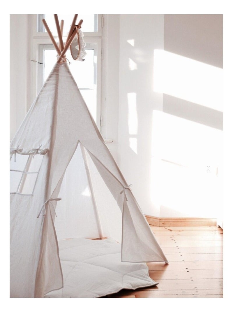 Tente Tipi Lin Naturel en coton Blanc - Kiabi