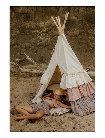 Tente Tipi Powder Frills à volants en lin et coton