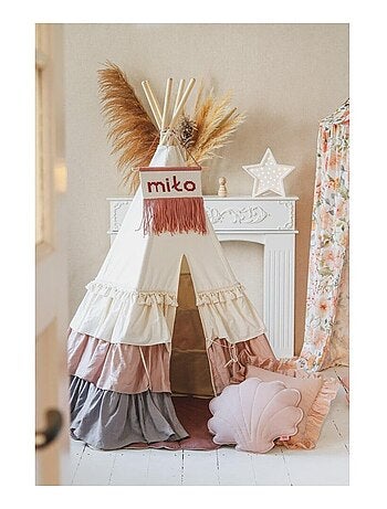 Tente Tipi Powder Frills à volants en lin et coton