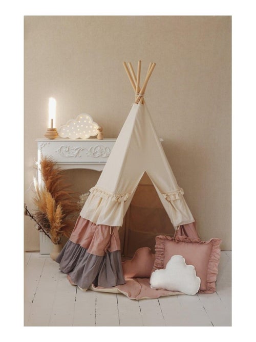 Tente Tipi Powder Frills à volants en lin et coton - Kiabi
