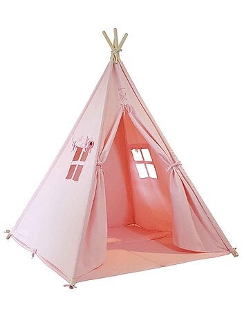 Tente tipi rose pour enfant bois FSC et coton Alba de Sunny