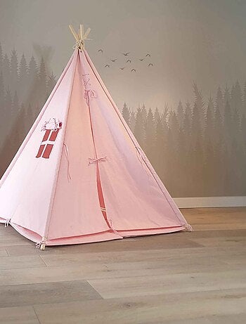 Tente tipi rose pour enfant bois FSC et coton Alba de Sunny