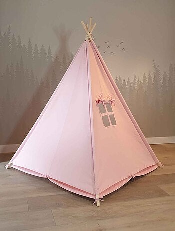Tente tipi rose pour enfant bois FSC et coton Alba de Sunny