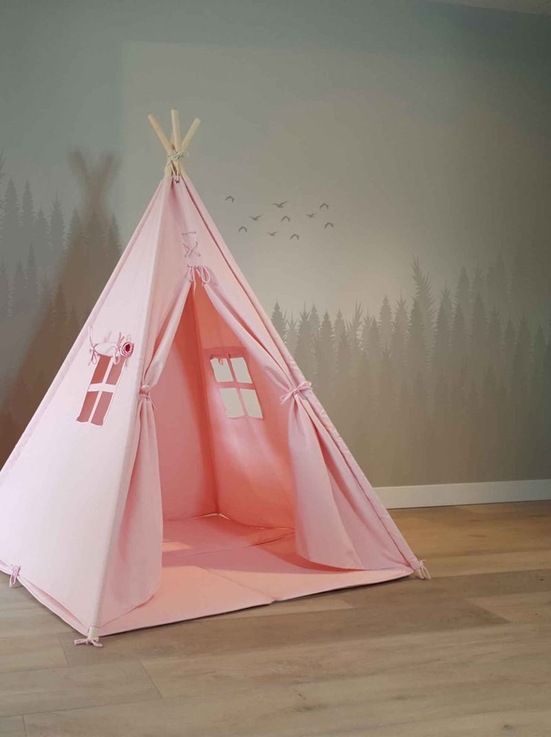 Tente tipi rose pour enfant bois FSC et coton Alba de Sunny Rose - Kiabi