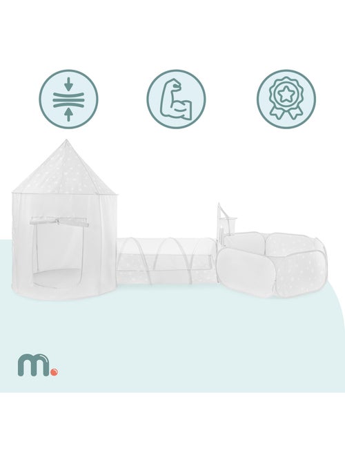 Tente tunnel enfant 3 en 1 château piscine à balles pop-up dim 300x120 cm gris - Kiabi Tente tunnel enfant 3 en 1 château piscine à balles pop-up dim 300x120 cm gris - Kiabi