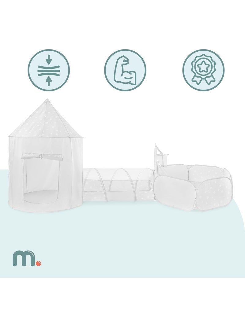 Tente tunnel enfant 3 en 1 château piscine à balles pop-up dim 300x120 cm gris Gris - Kiabi