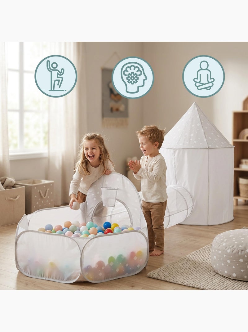 Tente tunnel enfant 3 en 1 château piscine à balles pop-up dim 300x120 cm gris Gris - Kiabi