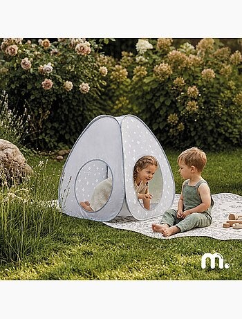 Tente tunnel enfant pop-up 2 en 1 tipi triangle labyrinthe dim 170x80cm gris