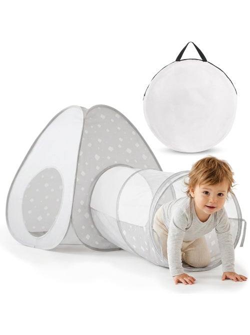Tente tunnel enfant pop-up 2 en 1 tipi triangle labyrinthe dim 170x80cm gris - Kiabi Tente tunnel enfant pop-up 2 en 1 tipi triangle labyrinthe dim 170x80cm gris - Kiabi
